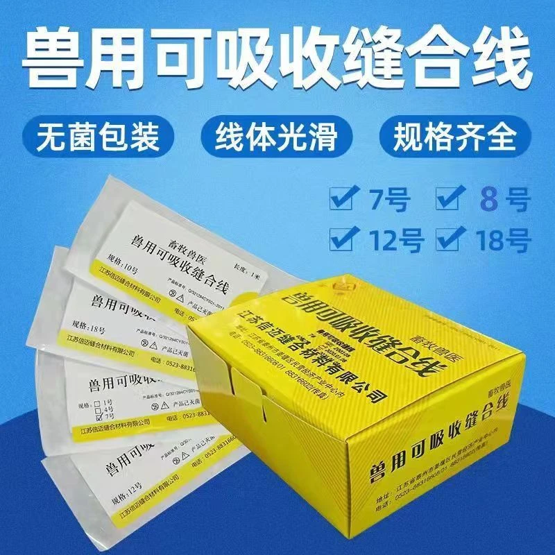 兽用可吸收缝合线免拆PGA宠物猪牛蛋白线羊肠线埋线可吸收性肉线