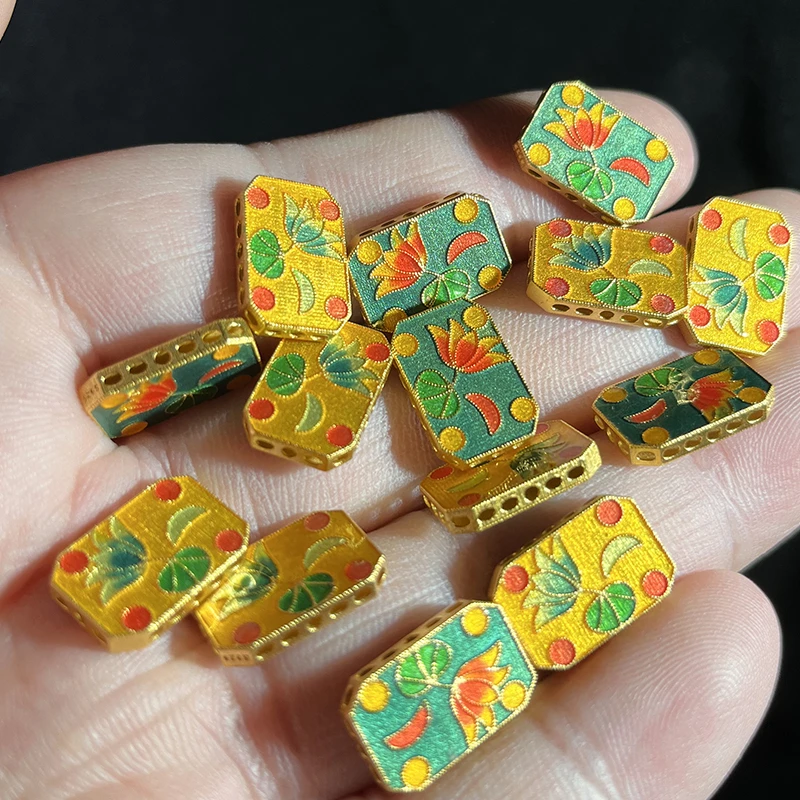 925银银制品 烧蓝15*10MM荷花牌DIY配件FG521