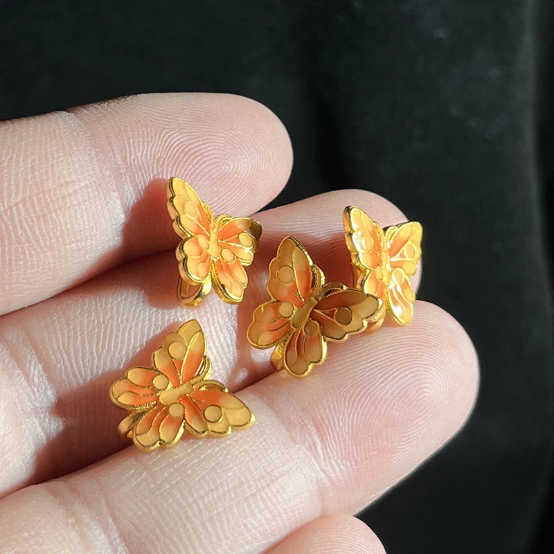 925银银制品 S925银烧蓝蝴蝶扣DIY配件FG548