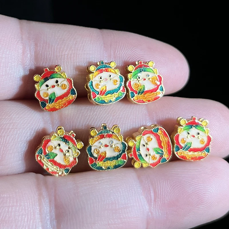 925银银制品 S925银烧蓝胖财神兔爷DIY配件FG575