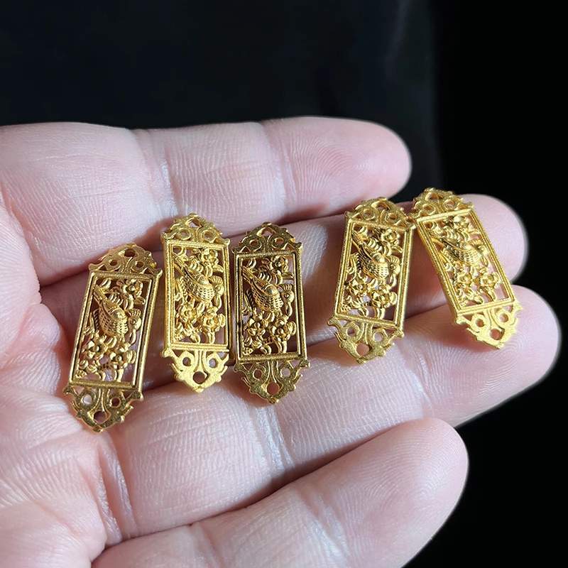 925银银制品 S925银古法喜上眉梢花牌DIY配件FG508