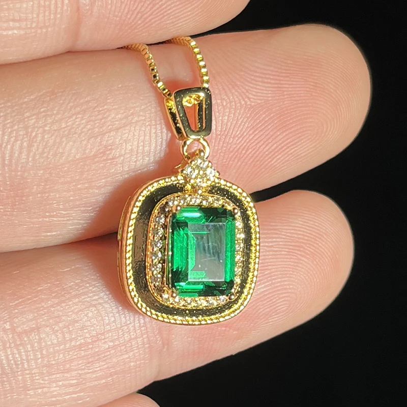 合成/培育S925银培育赞比亚祖母绿9*7MM吊坠FG069