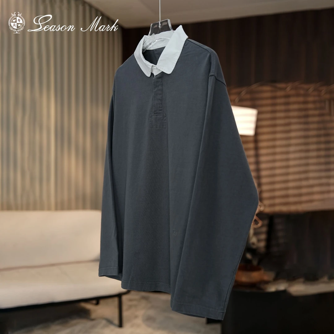 SEASONMARKcleanfit新闪电灰翻领polo衫短袖长袖宽松cleanfit简约