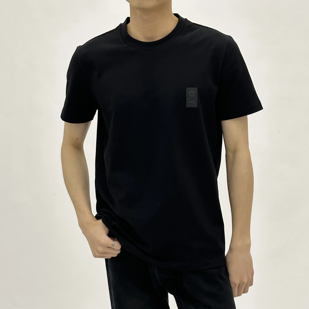 SEASONMARK新款标识针织黑色圆领短袖夏季休闲百搭简约男款半袖T