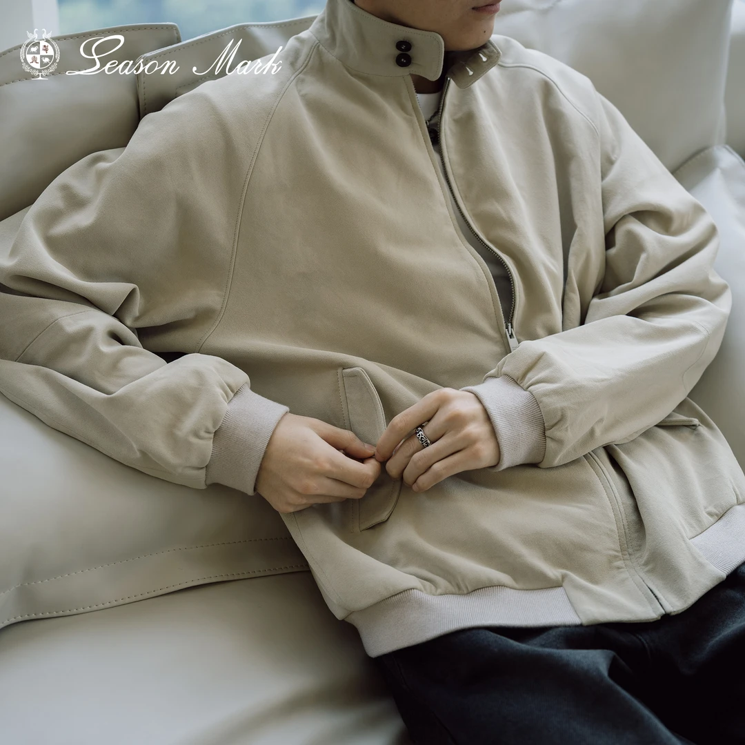 SEASONMARK秋冬新款羊皮翻毛哈林顿夹克潮流cleanfit简约情侣外套