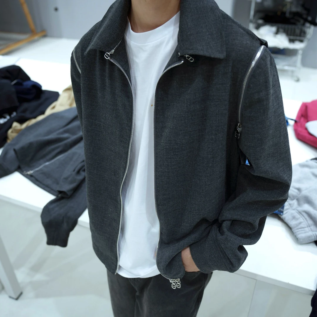 SEASONMARK秋季可拆解翻领拉链外套平替好物百搭休闲时尚夹克男款