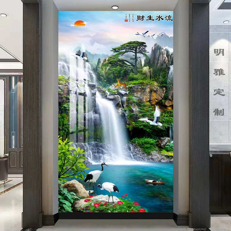 九款竹木纤维板玄关过道山水画定制背景墙[下单一份为1平方米]