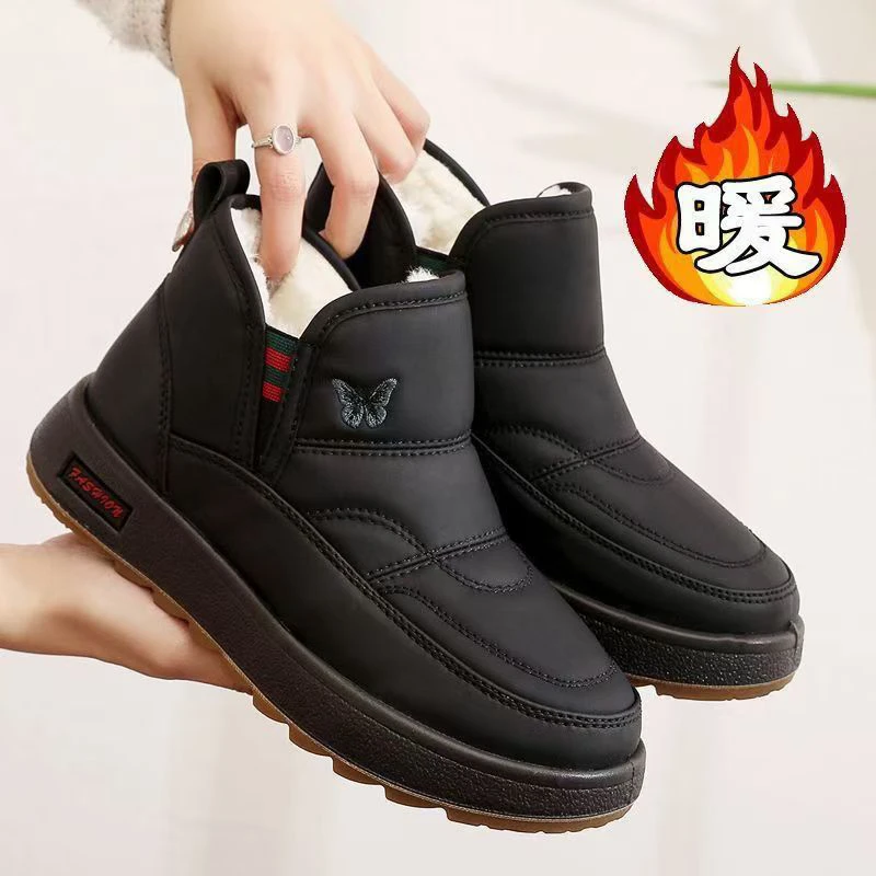 冬季北京洋气新款棉鞋女厚底防滑雪地布鞋保暖防水软底妈妈