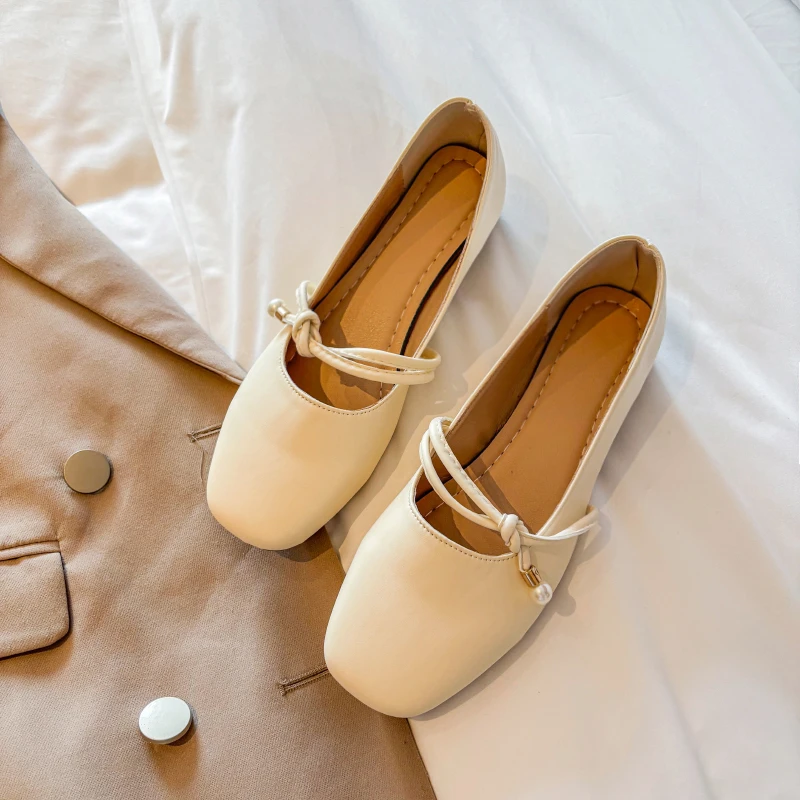 玛丽仙女裙子小皮单鞋方头2024新款春秋百搭晚风温柔平底奶奶瓢鞋