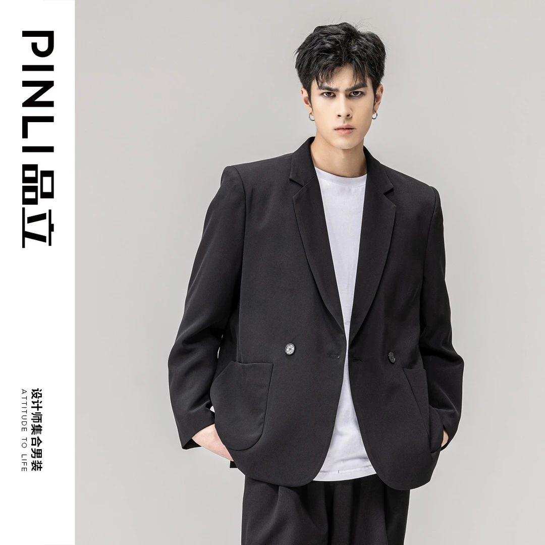 PINLI品立2022秋冬新款纯色休闲西服男士通勤西装外套B223106026