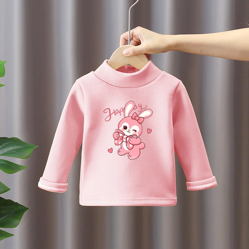 粉丝福利中大儿童加厚t恤衫女童春秋装德绒打底衫男童半高领内搭