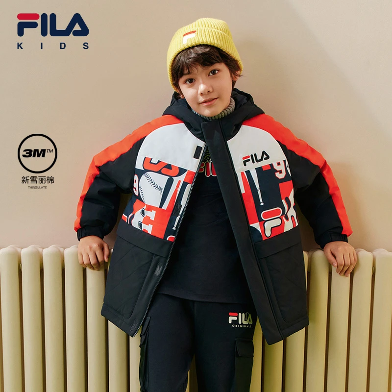 FILAKIDS儿童【新雪丽棉】男中大童潮流时尚休闲棉服K12B241914F