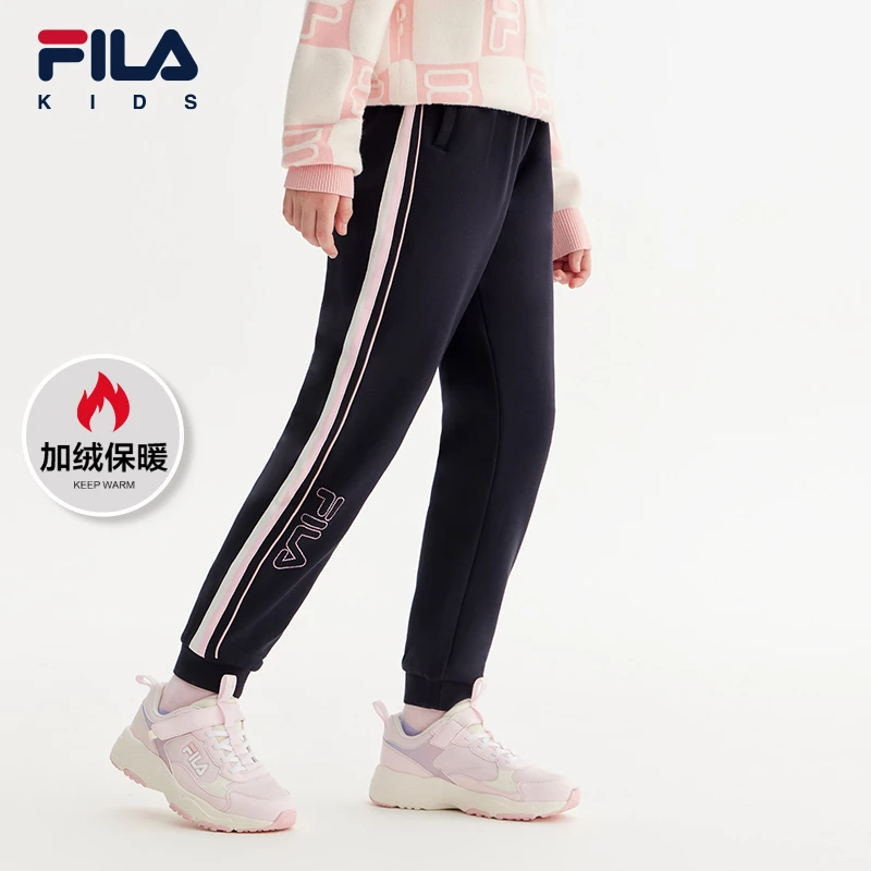 FILAKIDS斐乐儿童【巴塞罗那城】女童加绒运动针织长裤K12G311602F
