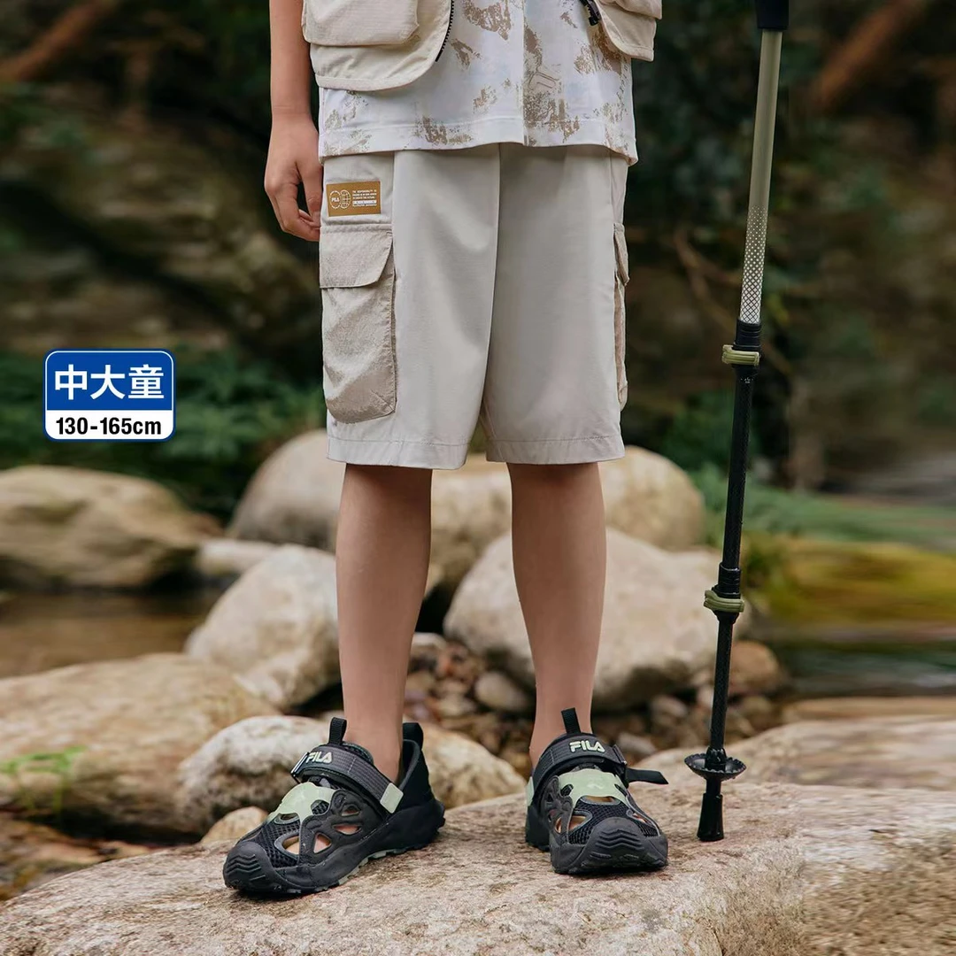 FILAKIDS斐乐儿童【凉感短裤】男大童时尚工装梭织五分裤K12B423803