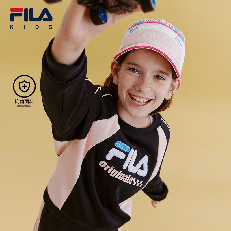 FILAKIDS斐乐儿童【螨消消】女中大童时尚加绒保暖卫衣K12G411201F