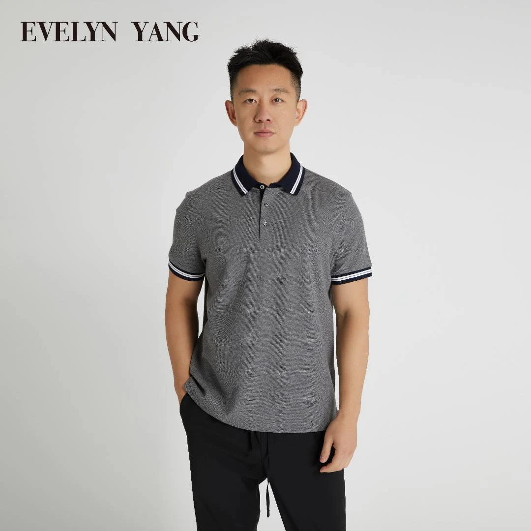 EVELYN YANG男士夏季新品BC清爽撞色休闲时尚翻领经典短袖polo衫
