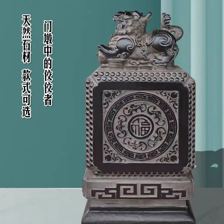 天然青石整石雕刻石雕石材方形貔貅带福户外庭院摆件工艺品中式