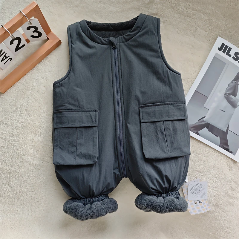 【大口袋加绒背带裤】婴儿童装连体背带裤子衣服宝宝幼儿秋装冬装