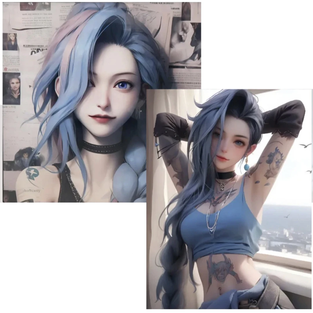 《PVC英雄联盟金克斯》金克斯2连客厅卧室电竞房背景挂画30*30