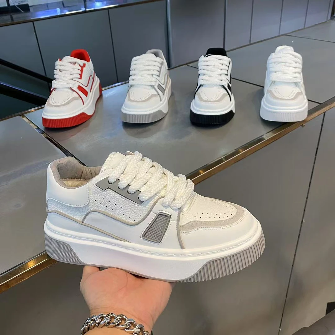 秋冬季新款时尚百搭舒适透气2024男士潮流休闲厚底板鞋（皮鞋码）