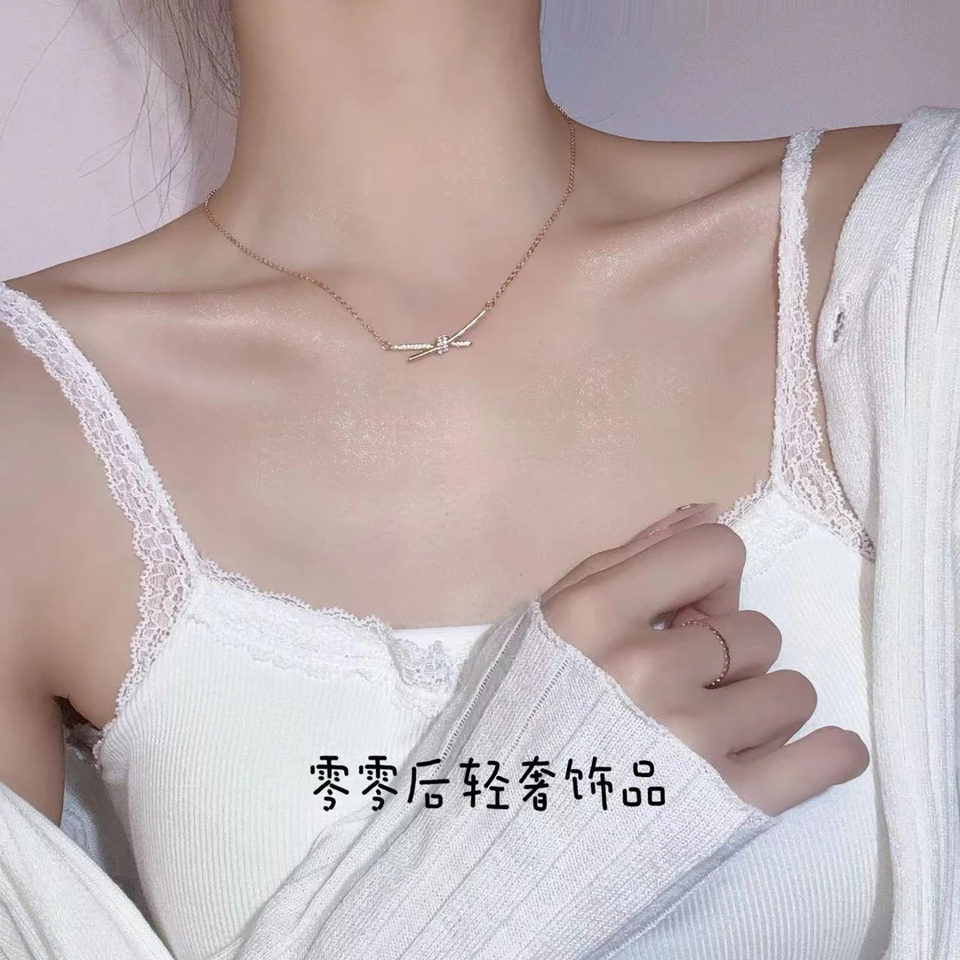 铜合金项链 【绳结项链】新款轻奢气质简约镶嵌百搭小众高级感坠链