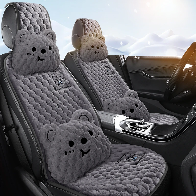 汽车头枕冬季短毛绒车用靠枕车内卡通可爱护腰靠车载车枕头护颈枕