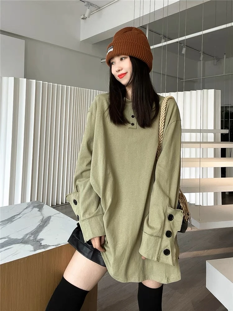 超大码气质长袖T恤女宽松休闲上衣秋款2024新款小众设计感打底潮