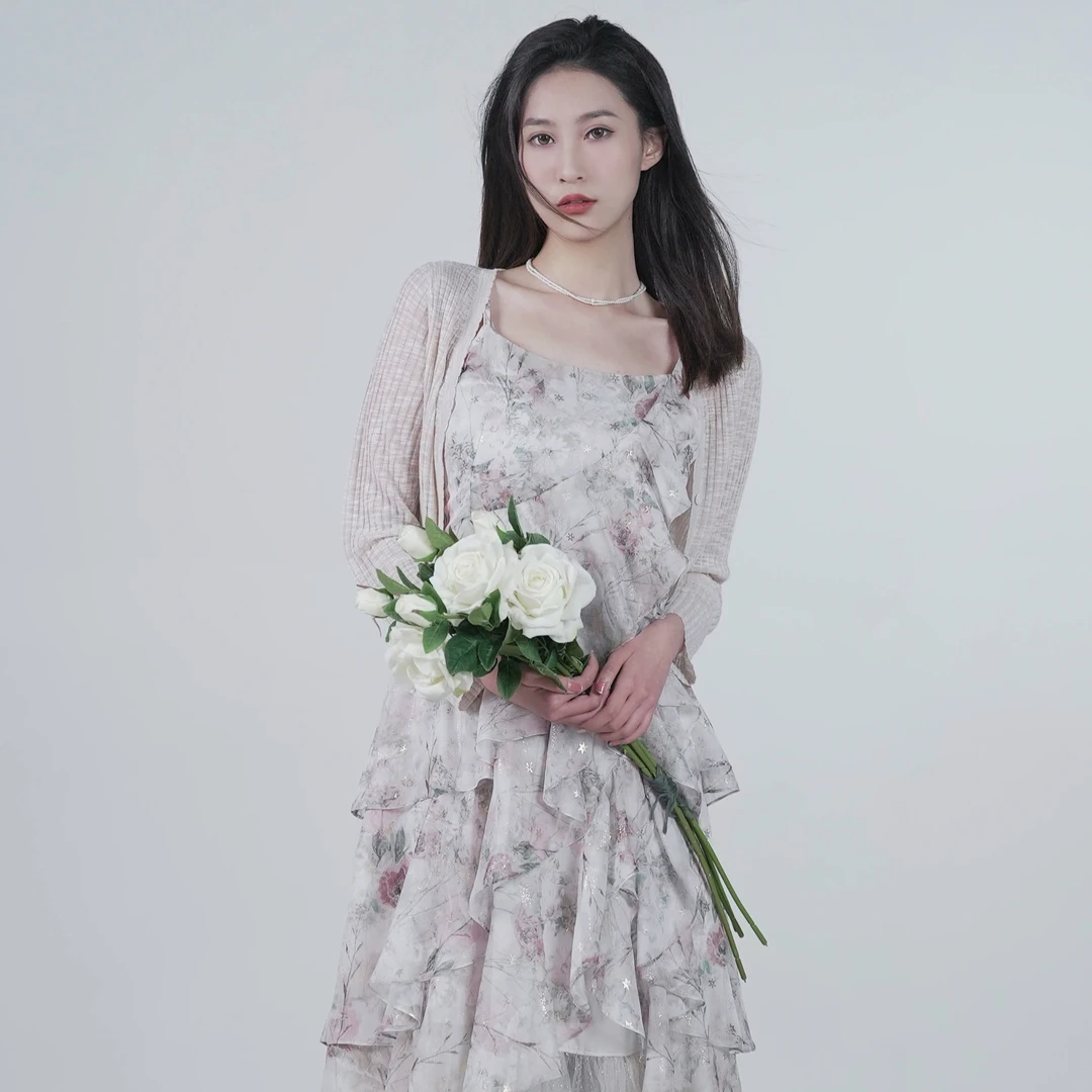 S·DEER碎花休闲气质时尚百搭浪漫花园设计师优雅两件套S242Z1413