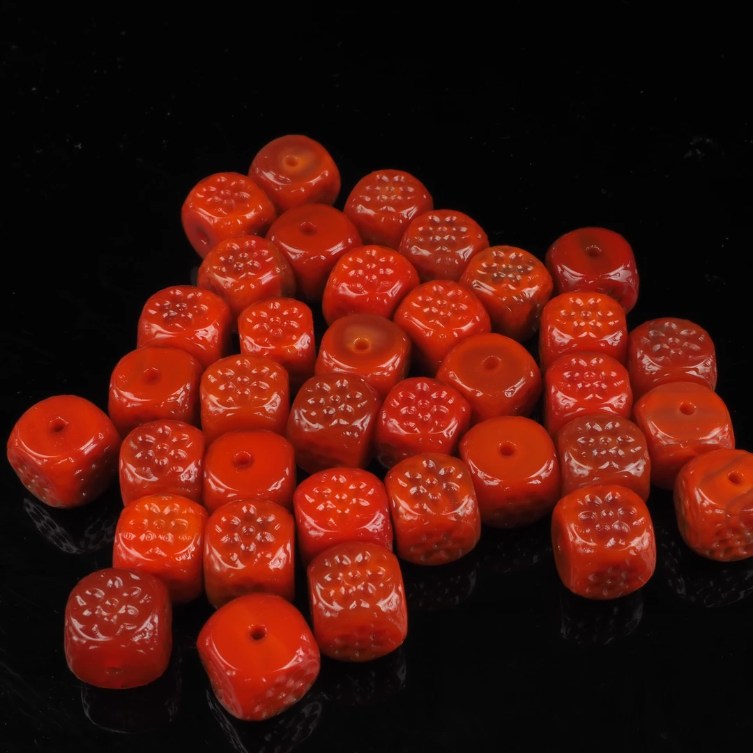 漏炸！四方六瓣莲花！巴西玛瑙雕刻文玩好物配饰11×11mm多样性发货