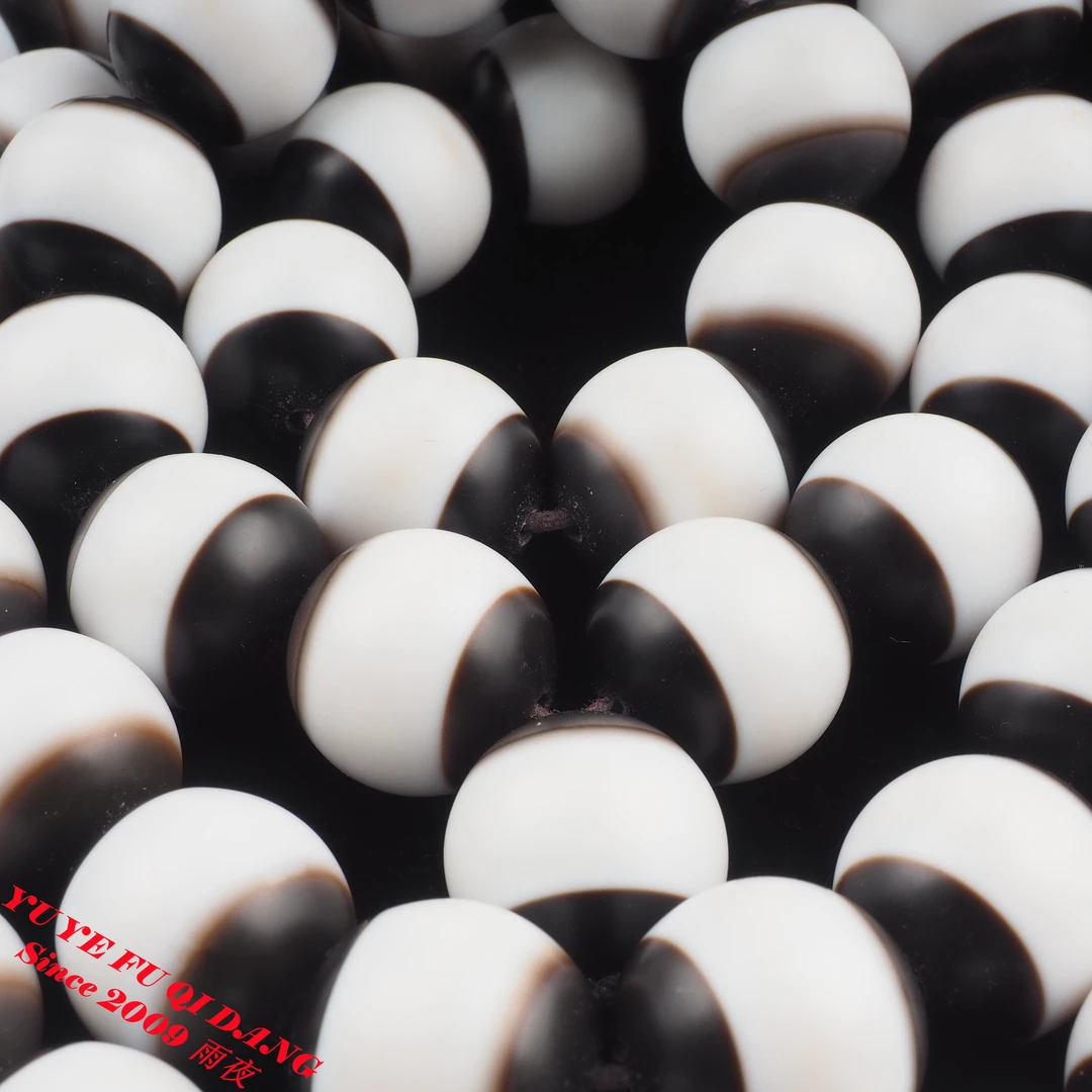 超罕见！同料天然一线药师高品大尺寸20mm巴西瓷胎极黑白天珠玛瑙