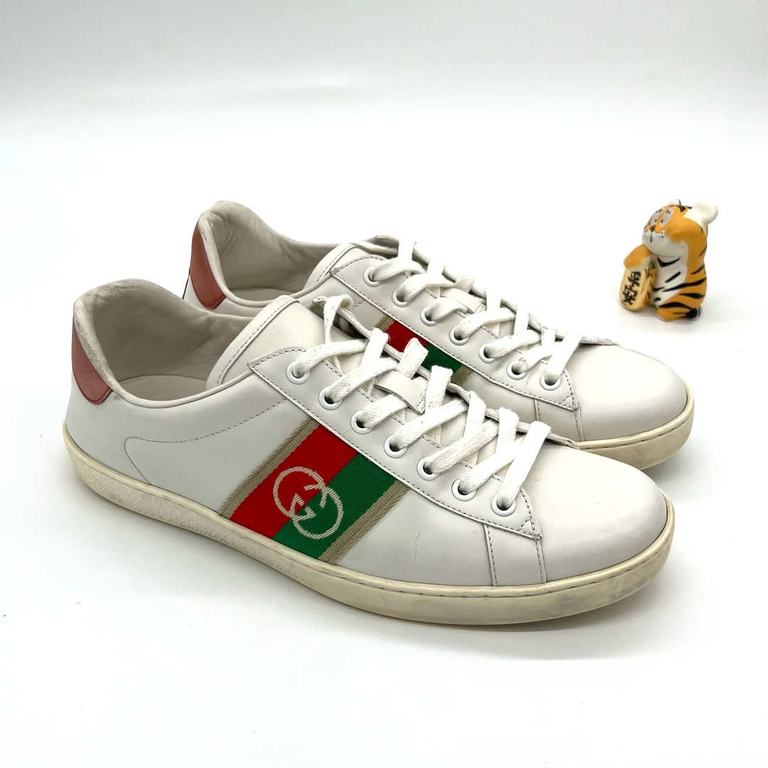 GUCCI 古驰/二手古驰男鞋 白色板鞋双G互扣 经典百搭/93新/41.5码
