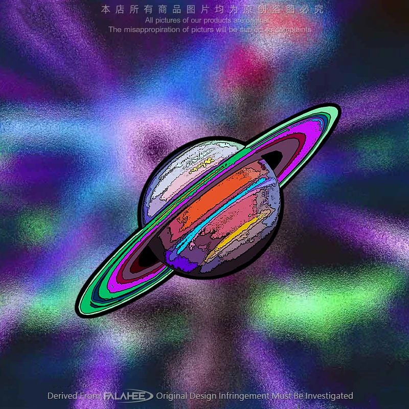 彩色卡通画风Saturn土星反光贴纸摩托车身划痕装饰玻璃行李机箱贴