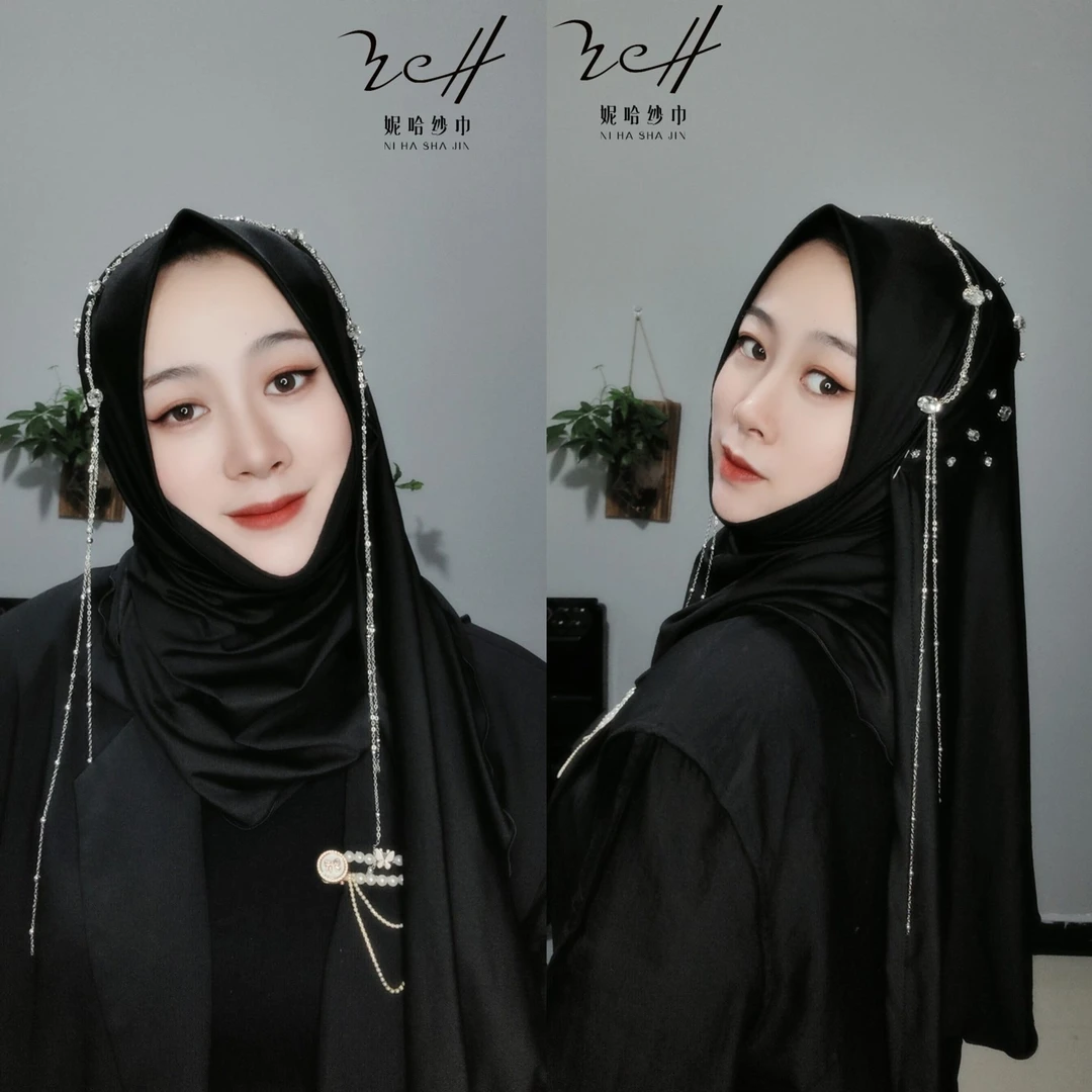 妮哈纱巾工厂（牛奶丝软帽檐双面流苏绕巾）