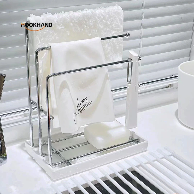 沥水抹布架置物架子洗碗布海绵毛巾挂架多功能铁艺收纳架