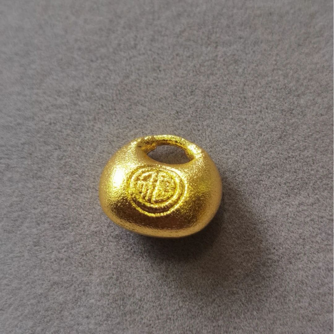 合金吊坠 古法沙金佛头吊坠哑光金色平安扣福锁坠子