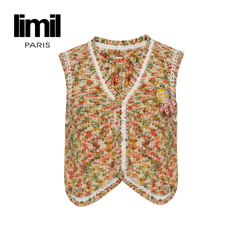 阿玛施丽米儿limil夏日缤纷春日气息温柔时髦针织马甲开衫9499026