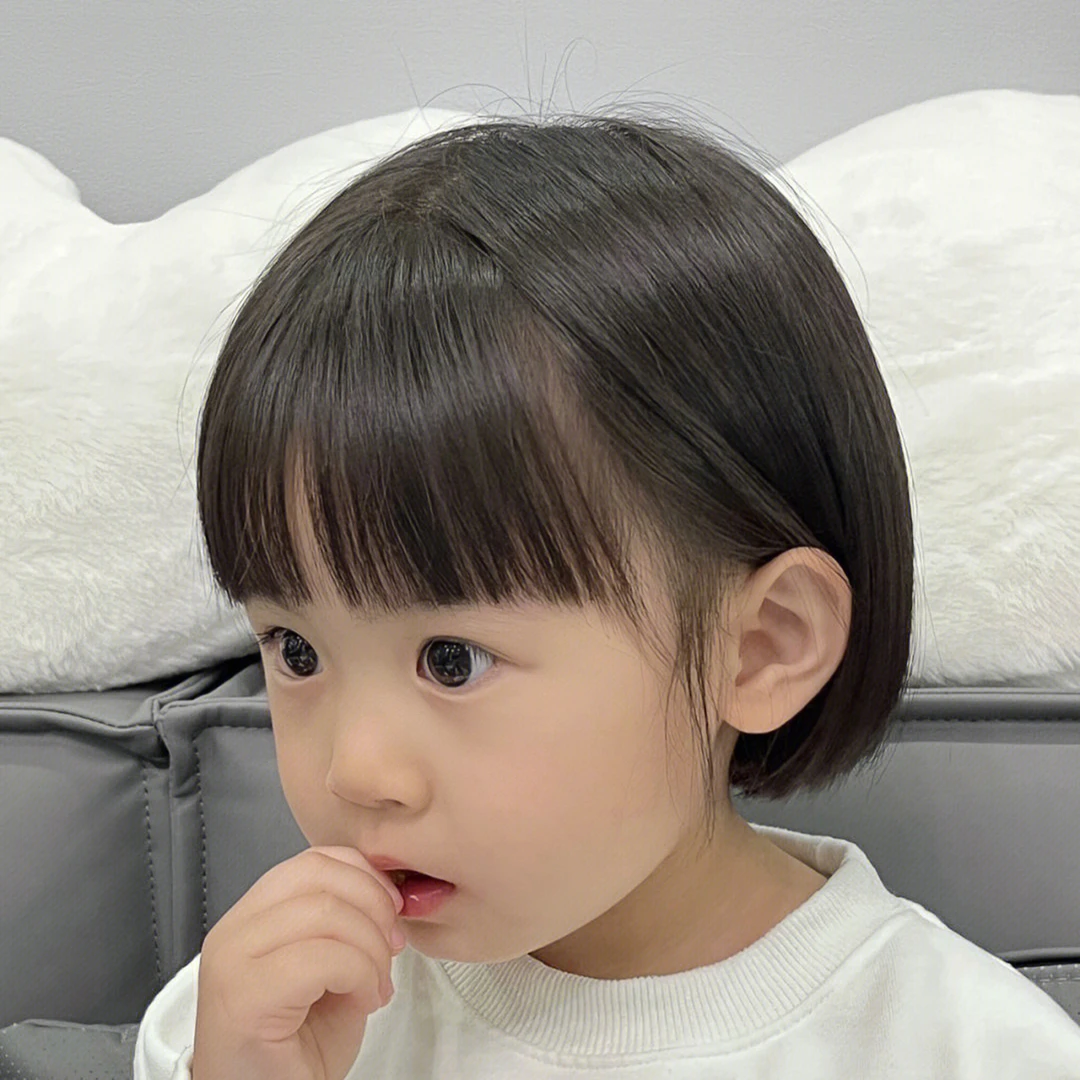 婴儿发型宝宝假发日常短发自然儿童拍照摄影短直发空气刘海波波头