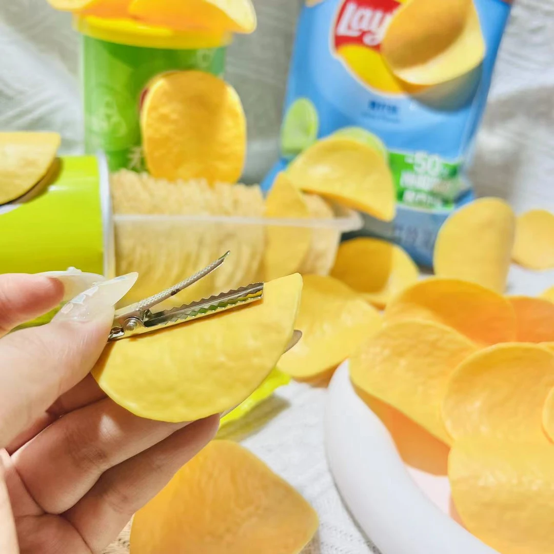 diy成品时尚手工发卡小众气质薯片发夹发饰鸭嘴夹头饰夹子发夹