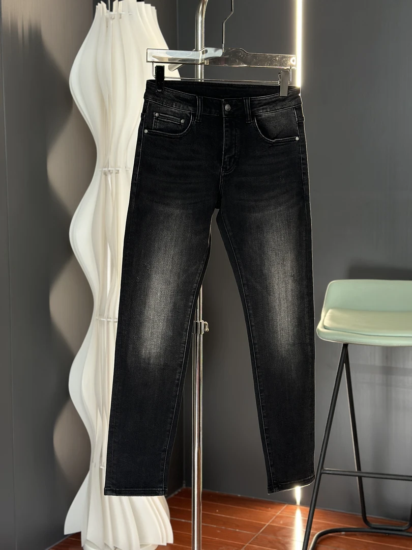 2024秋冬新款#56黑灰欧显瘦修身小脚轻奢水洗黑灰色牛仔裤