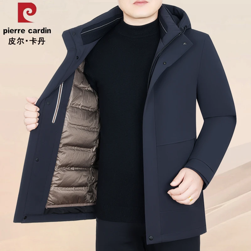 皮尔卡丹男装鹅绒羽绒服内胆可脱卸鹅绒服加厚外套冬季休闲上衣男