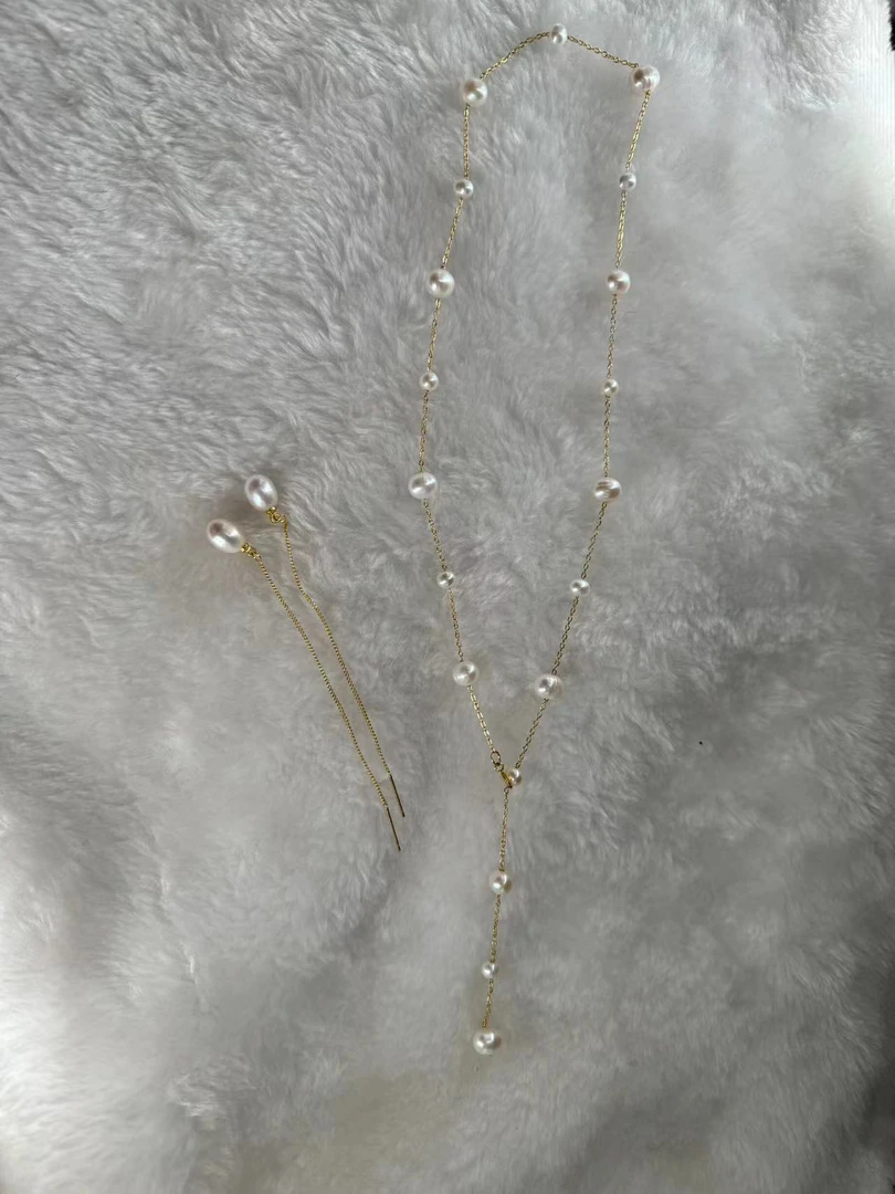 ZY0013（大小珠满天星+耳线）时尚大气优雅气质经典轻奢优雅毛衣链