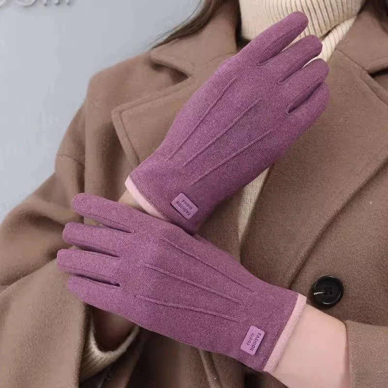 触屏保暖手套女加绒加棉加厚弹力柔软韩版春秋冬季开车防寒骑电车