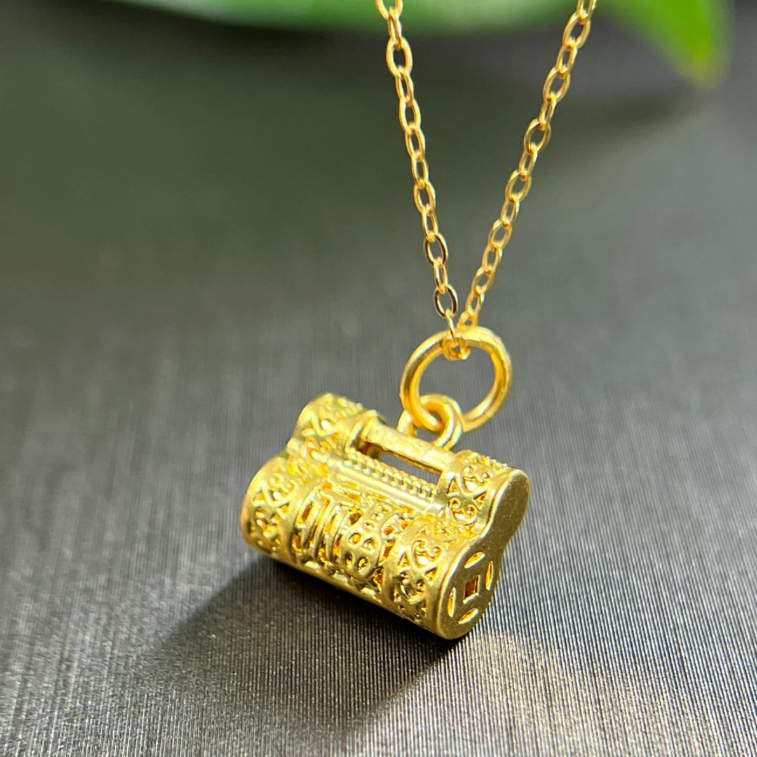 古法如意锁吊坠 足金999 黄金百搭精美珠宝手工时尚