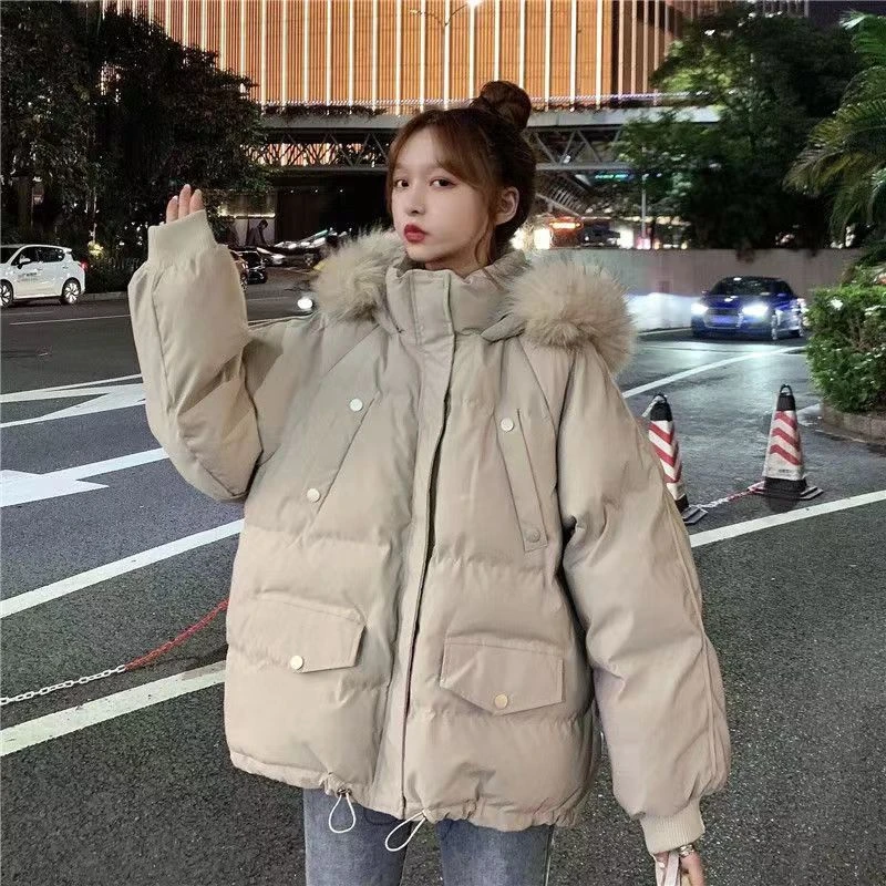 乐甄选羽绒服羽绒服女短款港风冬季韩版宽松加厚学生羽绒服大毛领