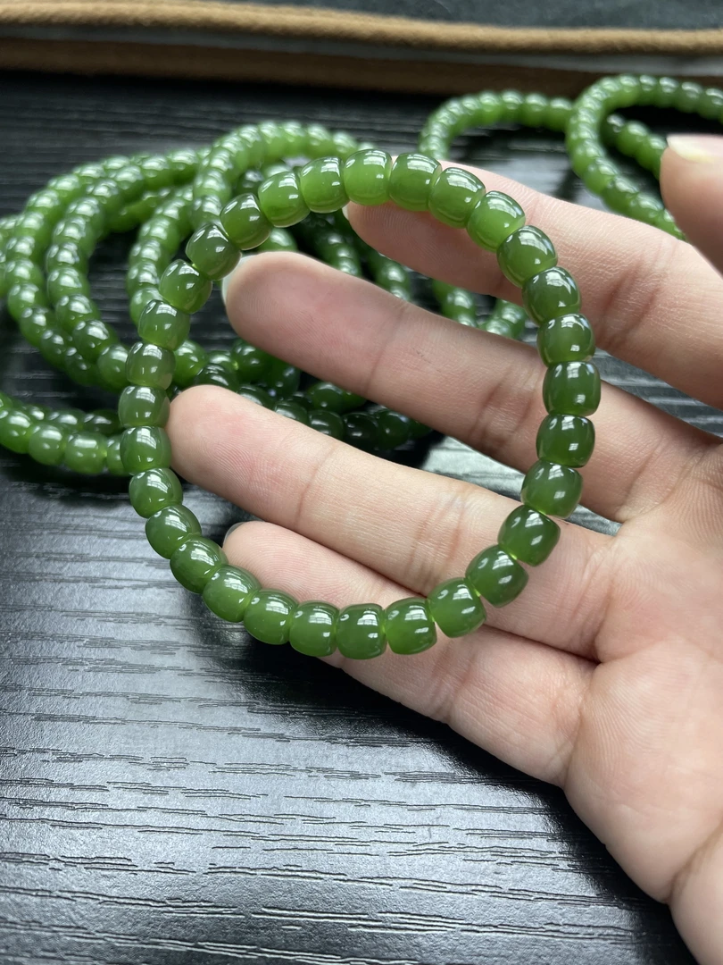 【小耿珠宝】和田玉碧玉直切手串2（多样性发其一）