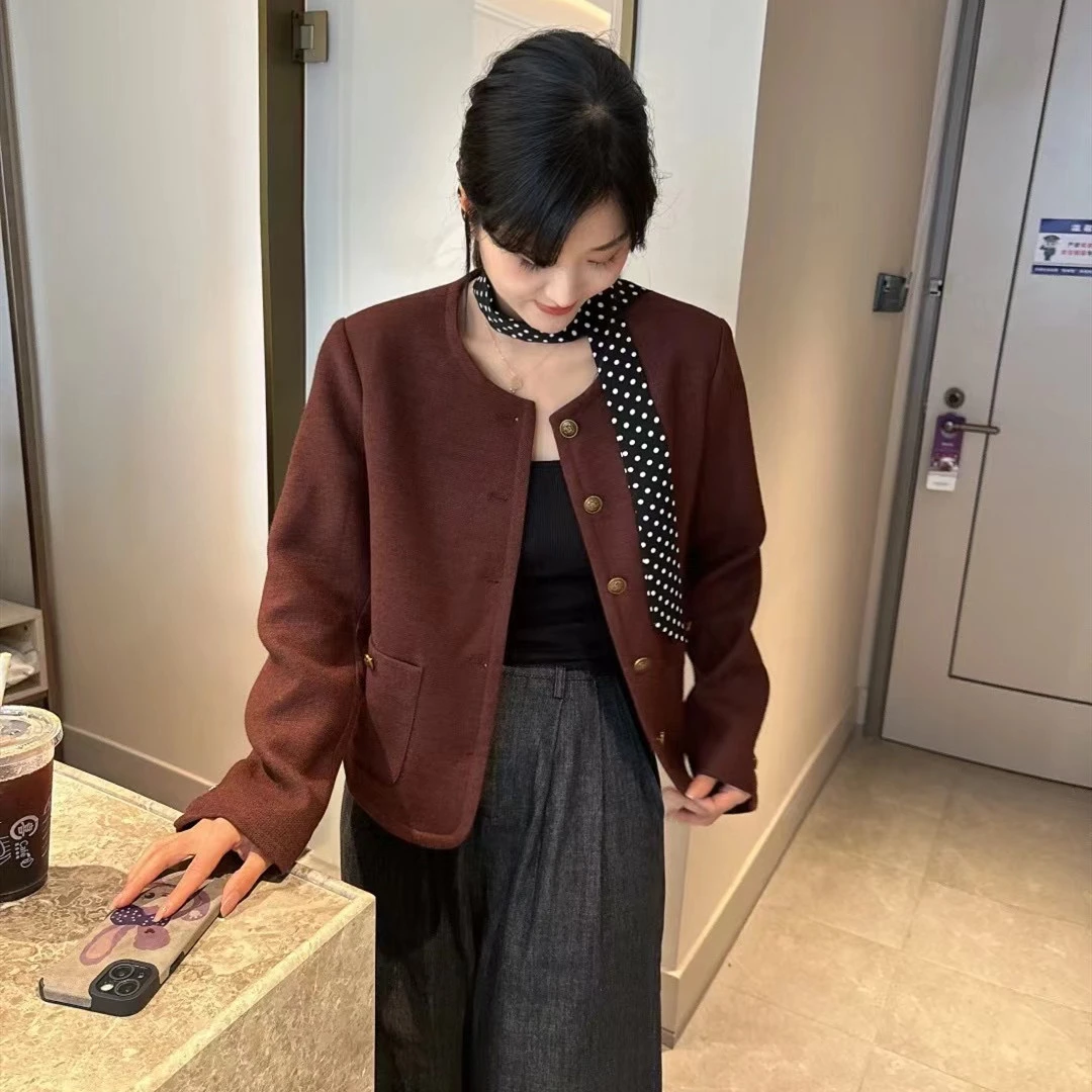 法式气质轻奢短款小香风毛呢外套女2024秋季新款小个子洋气上衣