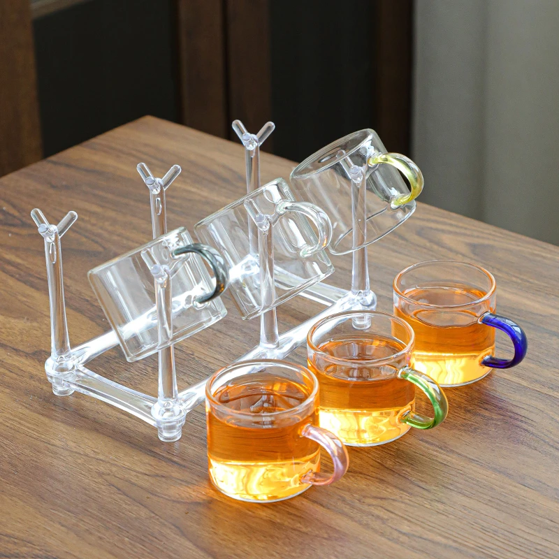 创意耐高温玻璃高档亚克力杯架小杯挂架沥水架家用水杯架收纳支架