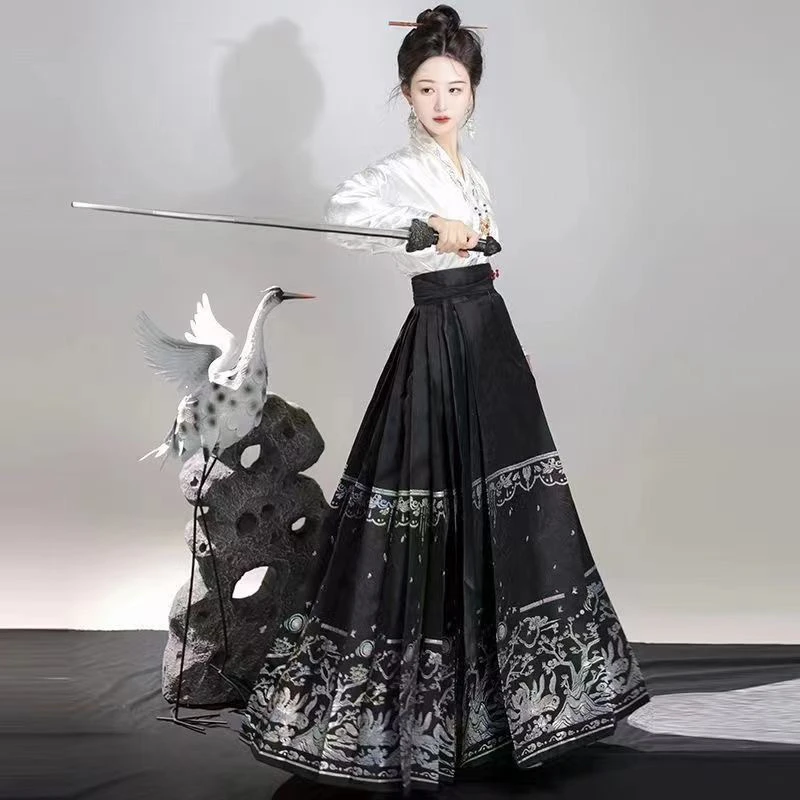 明制汉服九星连珠马面裙新中式国风女套装织金马面裙改良日常套装