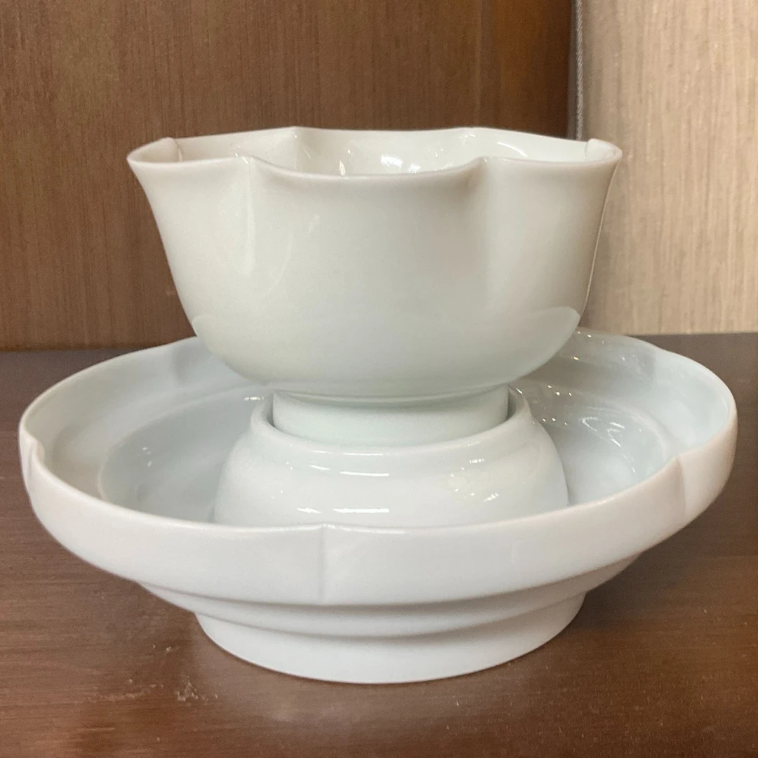 jiewu/解物瓷器湖田窑花口茶杯TC30162-配茶托一套