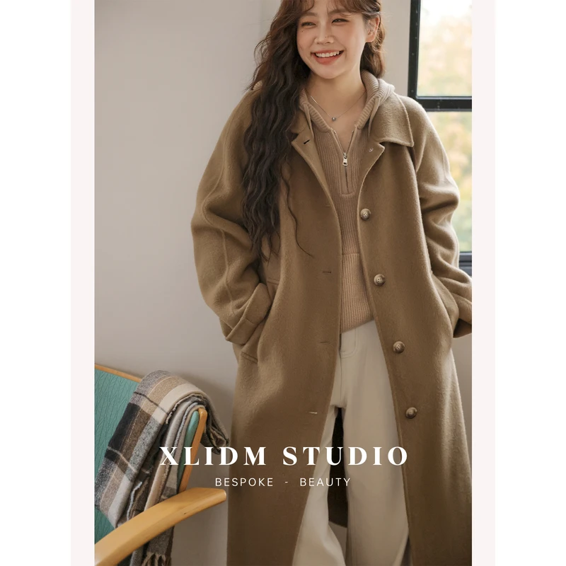 小俪自制大码女装100羊毛长款双面呢大衣243C02646、CD5C16194